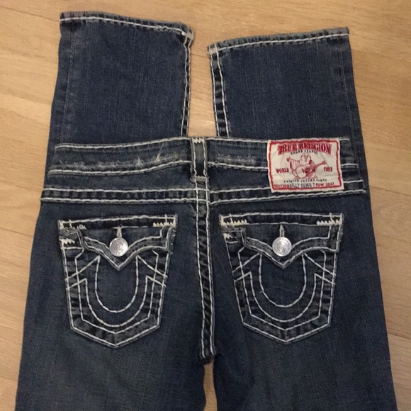 VTG Y2K True Religion Billy Super T Jeans Women 28 Low Rise Bootcut White Stitch - Picture 4 of 8